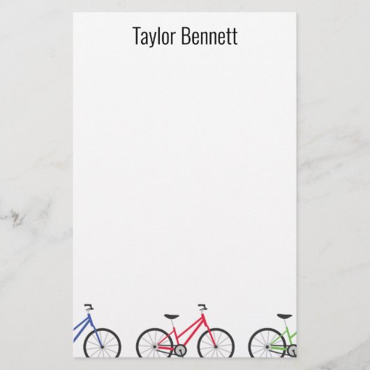 Farbenfrohe Fahrräder Maßgeschneidertes Personalis Briefpapier (Vorderseite)