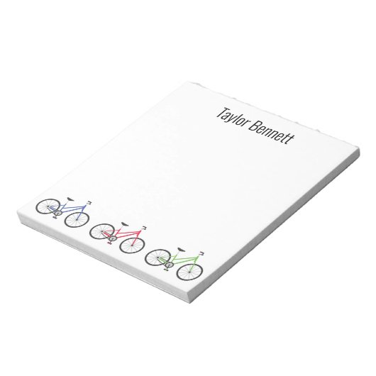 Farbenfrohe Fahrräder mit Personalisiertem Notepad Notizblock (Rotiert)