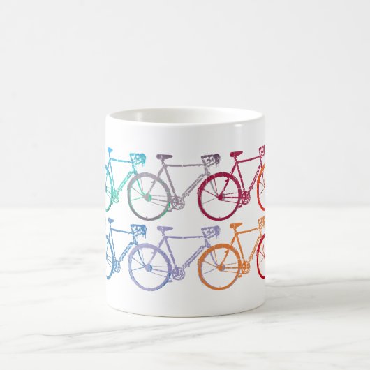 Farbenfrohe Fahrräder mit überlappenden Rädern Kaffeetasse (Mittel)