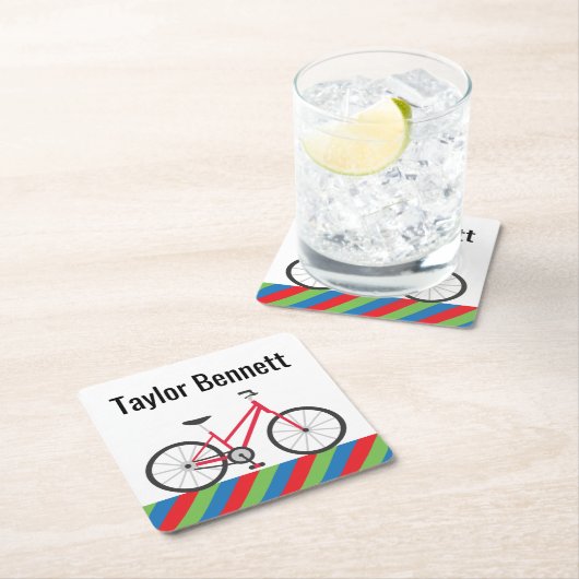 Farbenfrohe Fahrräder Personalisierte Papier Unter Rechteckiger Pappuntersetzer (Vor Ort)