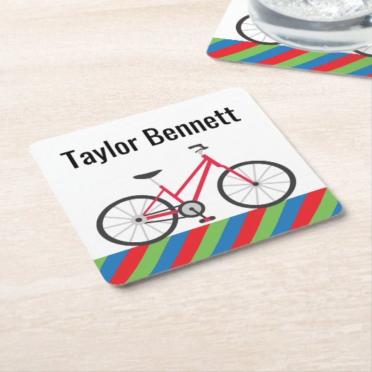 Farbenfrohe Fahrräder Personalisierte Papier Unter Rechteckiger Pappuntersetzer (angewinkelt)