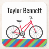 Farbenfrohe Fahrräder Personalisierte Papier Unter Rechteckiger Pappuntersetzer (Vorderseite)