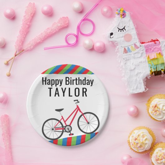 Farbenfrohe Fahrräder Personalisiertes Party Telle Pappteller (Party)