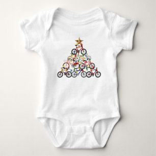 Farbenfrohe Fahrräder Weihnachtsbaum Baby Strampler