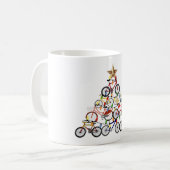Farbenfrohe Fahrräder Weihnachtsbaum Kaffeetasse (Vorderseite Links)