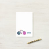 Farbenfrohe Fahrradlinie Zeichnend Personalisierte Post-it Klebezettel (Auf Schreibtisch)