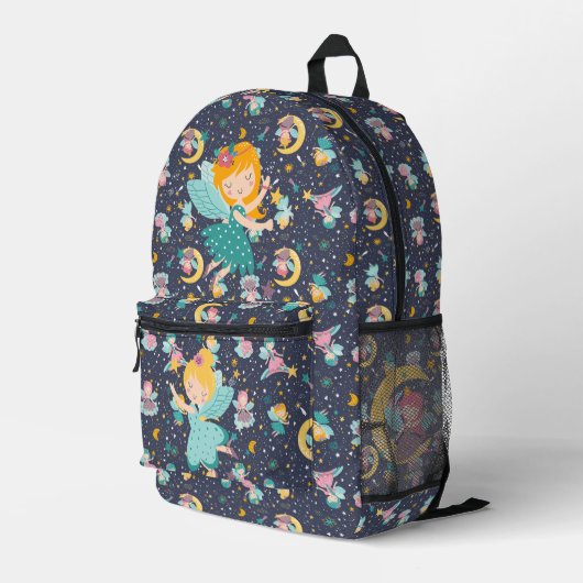 Farbenfrohe Fairies, nahtloses Einhorn Bedruckter Rucksack (Rückseitige Ecke Rechts)