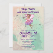 Farbenfrohe Fairy Birthday Einladung (Vorderseite)