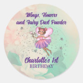 Farbenfrohe Fairy Birthday Runder Aufkleber (Vorderseite)