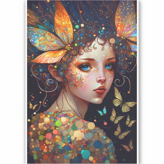 Farbenfrohe Fairy Butterfells Fantasy Art Aufkleber (Vorderseite)