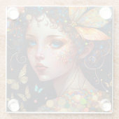 Farbenfrohe Fairy Butterfells Fantasy Art Glasuntersetzer (Rückseite)