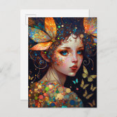 Farbenfrohe Fairy Butterfells Fantasy Art Postkarte (Vorne/Hinten)