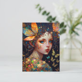 Farbenfrohe Fairy Butterfells Fantasy Art Postkarte (Stehend Vorderseite)