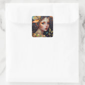 Farbenfrohe Fairy Butterfells Fantasy Art Quadratischer Aufkleber (Tasche)