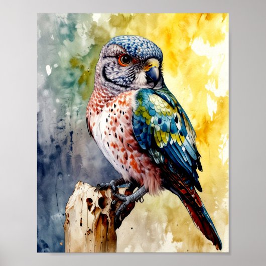 Farbenfrohe Falcon Watercolor Poster (Vorne)