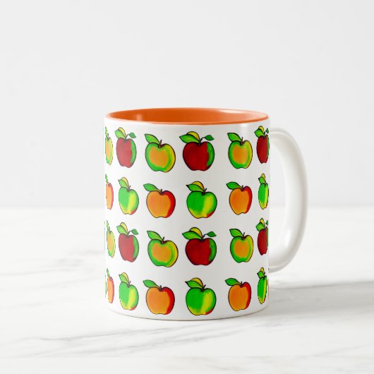 Farbenfrohe Fall Apple Muster Niedliche Geschenke Zweifarbige Tasse (VorderseiteRechts)