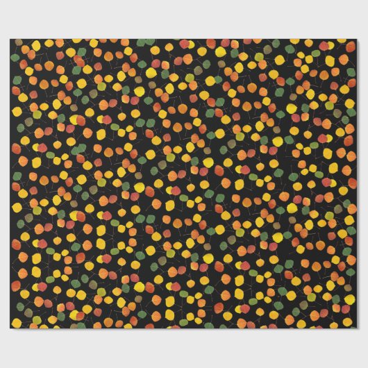 Farbenfrohe Fall Aspen Blätter über schwarzen Jede Geschenkpapier (Flach)