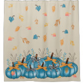 Farbenfrohe Fall Blue Pumpkins Beige Duschvorhang (Vorderseite)