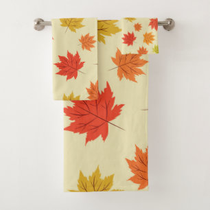 Farbenfrohe Fall Maple Blätter Muster Badhandtuch Set