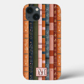 Farbenfrohe Fall Streifen Monogram Phone Case (Rückseite)