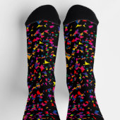 Farbenfrohe Fallende Confetti-Regenbogenmuster auf Socken (Oben)