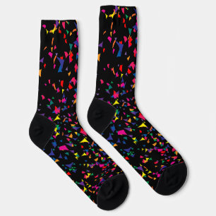 Farbenfrohe Fallende Confetti-Regenbogenmuster auf Socken