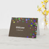 Farbenfrohe Fallende Glitzern Polka Dots Willkomme Karte (Gelbe Blume)