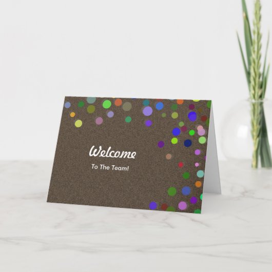 Farbenfrohe Fallende Glitzern Polka Dots Willkomme Karte (Vorderseite)