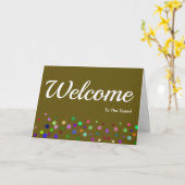 Farbenfrohe Fallende Glitzern Polka Dots Willkomme Karte (Gelbe Blume)