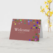 Farbenfrohe Fallende Glitzern Polka Dots Willkomme Karte (Gelbe Blume)