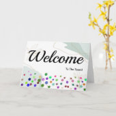 Farbenfrohe Fallende Glitzern Polka Dots Willkomme Karte (Gelbe Blume)