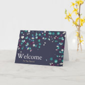 Farbenfrohe Fallende Glitzern Polka Dots Willkomme Karte (Gelbe Blume)