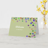 Farbenfrohe Fallende Glitzern Polka Dots Willkomme Karte (Gelbe Blume)