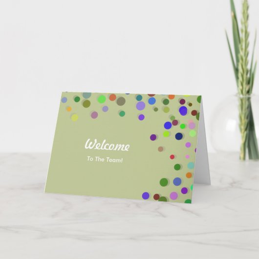Farbenfrohe Fallende Glitzern Polka Dots Willkomme Karte (Vorderseite)