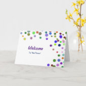 Farbenfrohe Fallende Glitzern Polka Dots Willkomme Karte (Gelbe Blume)
