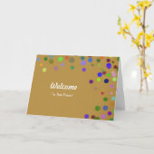 Farbenfrohe Fallende Glitzern Polka Dots Willkomme Karte (Gelbe Blume)