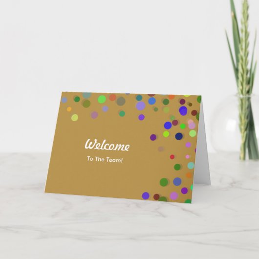 Farbenfrohe Fallende Glitzern Polka Dots Willkomme Karte (Vorderseite)