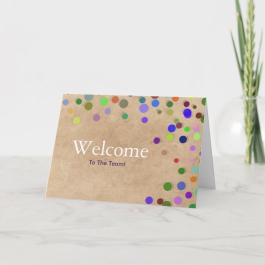 Farbenfrohe Fallende Glitzern Polka Dots Willkomme Karte (Vorderseite)