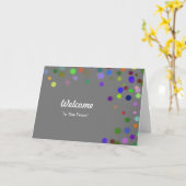 Farbenfrohe Fallende Glitzern Polka Dots Willkomme Karte (Gelbe Blume)