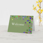 Farbenfrohe Fallende Glitzern Polka Dots Willkomme Karte (Gelbe Blume)