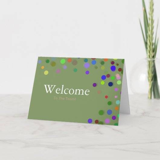 Farbenfrohe Fallende Glitzern Polka Dots Willkomme Karte (Vorderseite)