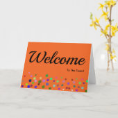 Farbenfrohe Fallende Glitzern Polka Dots Willkomme Karte (Gelbe Blume)