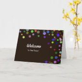 Farbenfrohe Fallende Glitzern Polka Dots Willkomme Karte (Gelbe Blume)