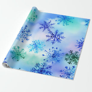 Farbenfrohe Fallende Schneeflockenmuster Geschenkpapier