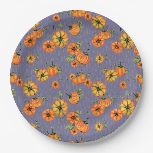 Farbenfrohe Fallpumpen Orange/Lila Pappteller (Vorderseite)