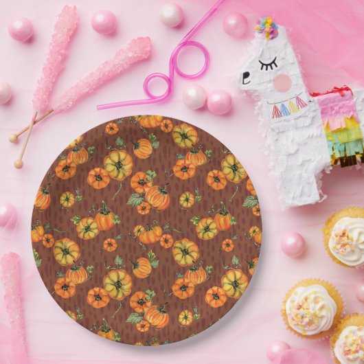 Farbenfrohe Fallpumpen Orange/Rost Pappteller (Party)