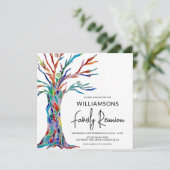 Farbenfrohe Familienbaum-Wiedersehen Einladung (Stehend Vorderseite)