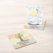 Farbenfrohe Familienbaum-Wiedersehen Rechteckiger Pappuntersetzer (Vor Ort)