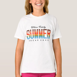 Farbenfrohe Familiensommer-Sonnenuntergangs-Strand T-Shirt