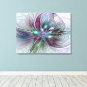 Farbenfrohe Fantasie Abstrakt Moderne Blume Tripty Leinwanddruck (Insitu (Holzboden))